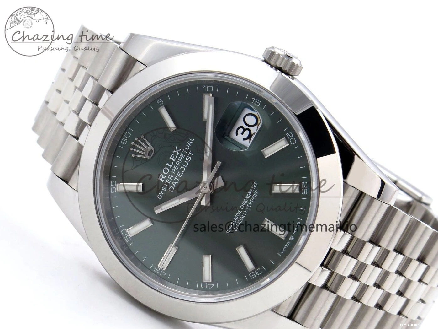 Best AAA Replica Sites 904L on VSF Dial DateJust FreshLook 1282 Edition 41 VS 126330 Green SS Jubilee Bracelet 1:1 Best 0115
